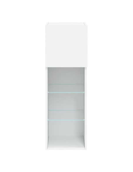 Mobili Porta TV con Luci LED 2 pz Bianchi 30,5x30x90 cm