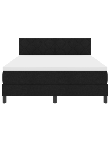Letto a molle con materasso con led Nero 160 x 200 cm Tessuto