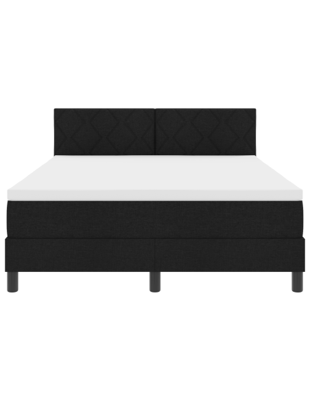 Letto a molle con materasso con led Nero 160 x 200 cm Tessuto