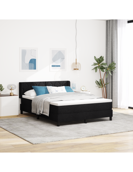 Letto a molle con testiera Nero 200 x 160 cm Tessuto