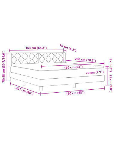Letto a molle con testiera Nero 200 x 160 cm Tessuto