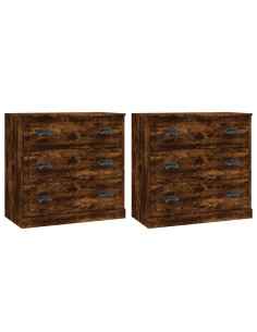 Credenze 2 pz Rovere Fumo in Legno Multistrato 2