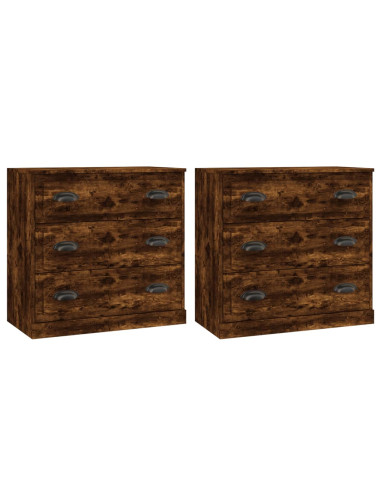Credenze 2 pz Rovere Fumo in Legno Multistrato