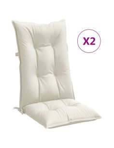 Cuscini Sedia Schiena Alta 2 Crema Mélange 120x50x7 Tessuto