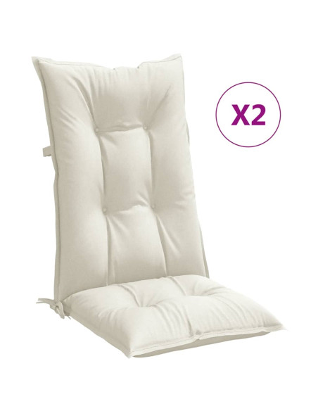 Cuscini Sedia Schiena Alta 2 Crema Mélange 120x50x7 Tessuto