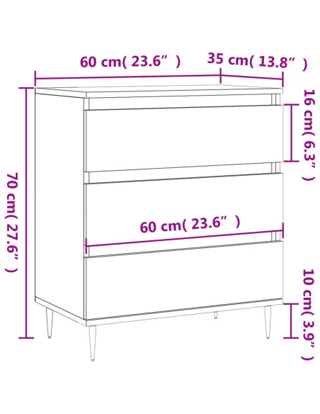 Credenza Rovere Sonoma 60x35x70 cm in Legno Multistrato