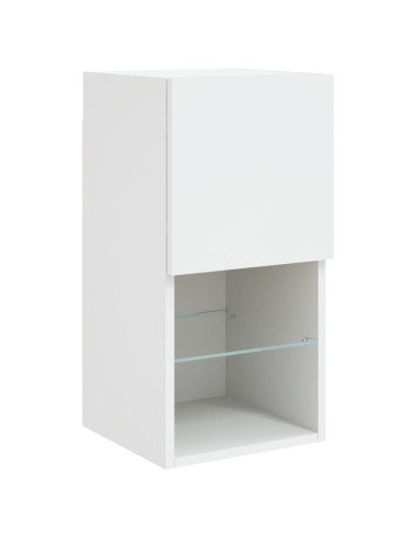 Mobili TV a Muro con LED 6pz Bianchi in Legno Multistrato