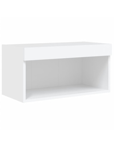 Mobili TV a Muro con LED 6pz Bianchi in Legno Multistrato