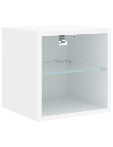 Mobili TV a Muro con LED 6pz Bianchi in Legno Multistrato