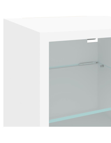 Mobili TV a Muro con LED 6pz Bianchi in Legno Multistrato