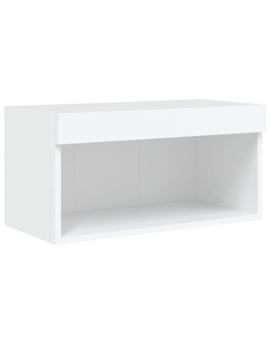 Mobili TV a Muro con LED 6pz Bianchi in Legno Multistrato