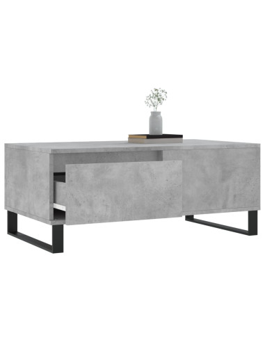 Tavolino Salotto Grigio Cemento 90x50x36,5 cm Legno Multistrato