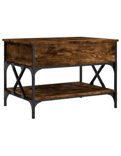Tavolino Salotto Rovere Fumo 70x50x50 cm Multistrato e Metallo