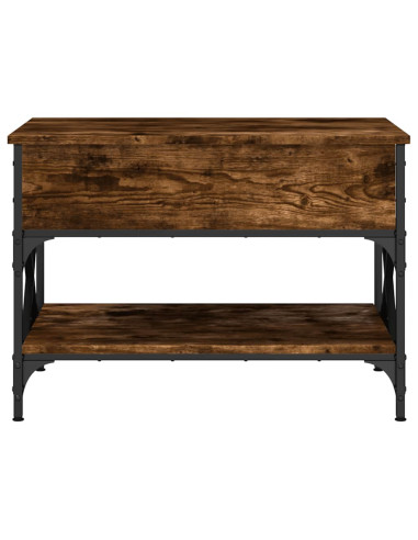 Tavolino Salotto Rovere Fumo 70x50x50 cm Multistrato e Metallo