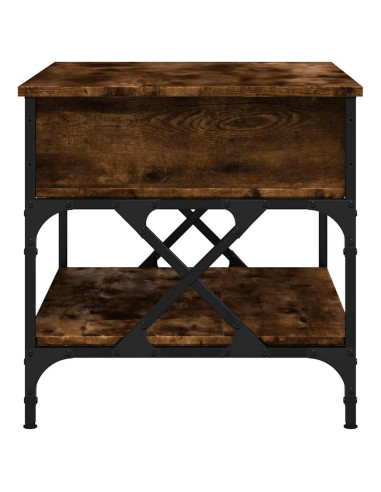 Tavolino Salotto Rovere Fumo 70x50x50 cm Multistrato e Metallo