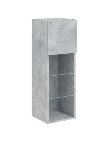 Mobili TV a Muro con LED 5pz Grigio Cemento Legno Multistrato