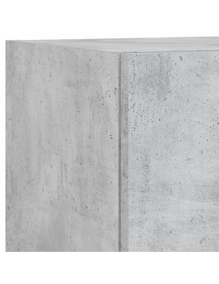 Mobili TV a Muro con LED 5pz Grigio Cemento Legno Multistrato