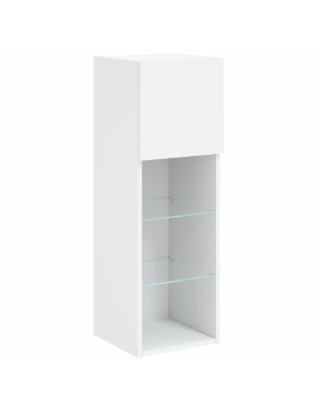 Mobili TV a Muro con LED 5pz Bianchi in Legno Multistrato