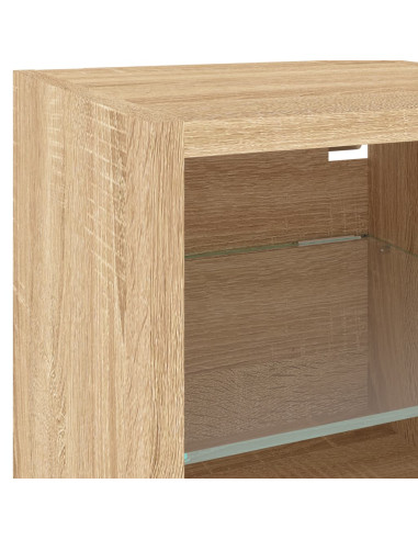 Mobili TV a Muro con LED 6pz Rovere Sonoma Legno Multistrato