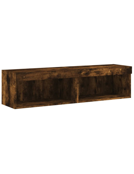 Mobili Porta TV con Luci LED 2 pz Rovere Fumo 60x30x30 cm