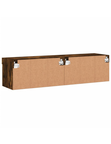 Mobili Porta TV con Luci LED 2 pz Rovere Fumo 60x30x30 cm