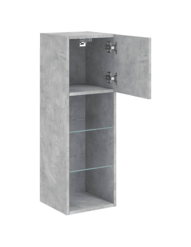 Mobili TV con Luci LED 2pz Grigio Cemento 30,5x30x90 cm