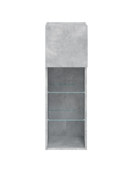 Mobili TV con Luci LED 2pz Grigio Cemento 30,5x30x90 cm