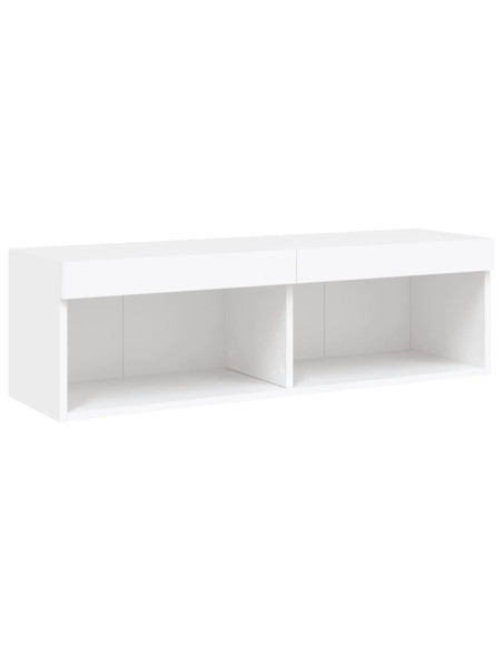 Mobili TV a Muro con LED 6pz Bianchi in Legno Multistrato