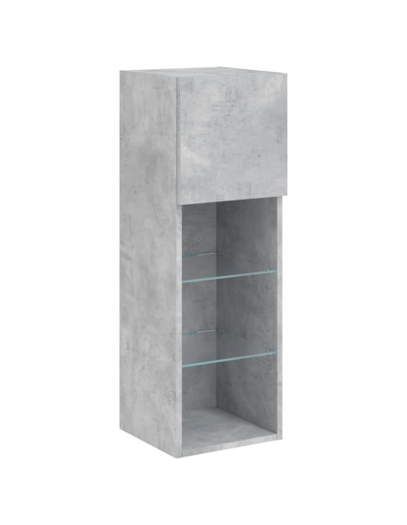 Mobili TV a Muro 4pz con Luci LED Grigio Cemento