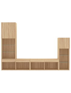 Mobili TV a Muro con LED 4pz Rovere Sonoma Legno Multistrato