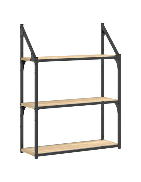 Scaffale Parete 3Ripiani Rovere Sonoma 60x21x78,5cm Multistrato