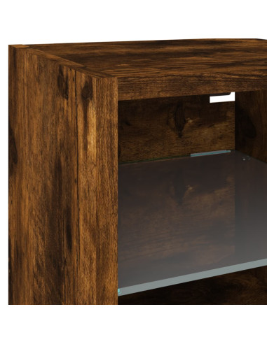 Mobili TV a Muro con LED 8pz Rovere Fumo in Legno Multistrato