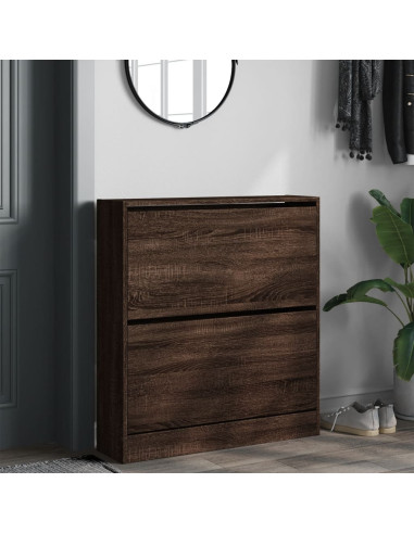 Scarpiera Rovere Marrone 80x21x87,5 cm in Legno Multistrato