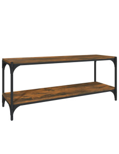 Mobile TV Rovere Fumo 100x33x41 cm Legno Multistrato e Acciaio