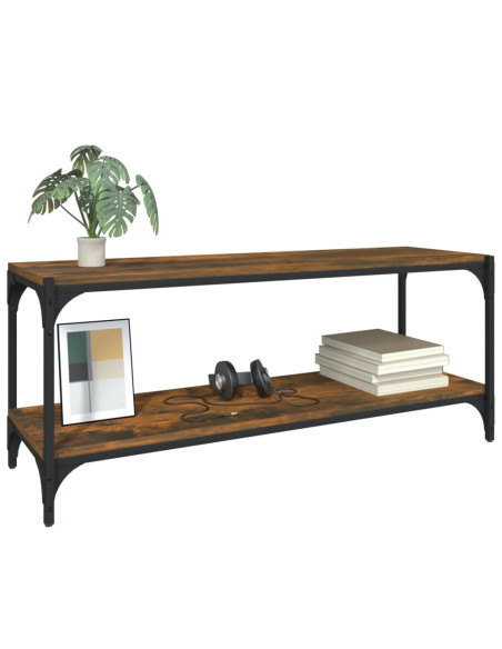 Mobile TV Rovere Fumo 100x33x41 cm Legno Multistrato e Acciaio