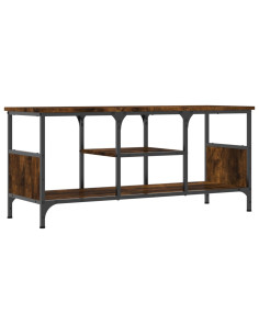 Mobile TV Rovere Fumo 100x35x45 cm in Legno Multistrato e Ferro