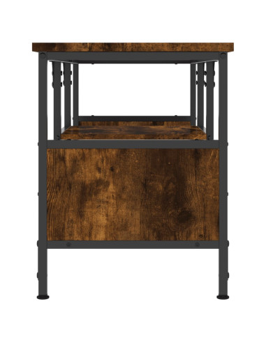 Mobile TV Rovere Fumo 100x35x45 cm in Legno Multistrato e Ferro