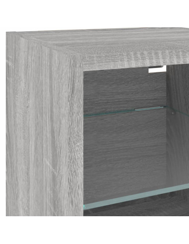 Mobili TV a Muro con LED 6pz Grigio Sonoma Legno Multistrato