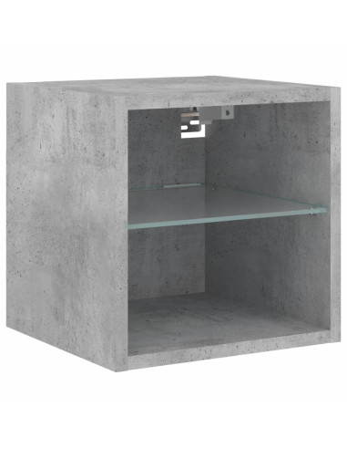 Mobili TV a Muro con LED 6pz Grigio Cemento Legno Multistrato
