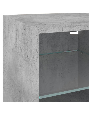 Mobili TV a Muro con LED 6pz Grigio Cemento Legno Multistrato