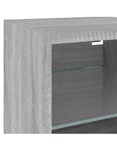 Mobili TV a Muro con LED 6pz Grigio Sonoma Legno Multistrato