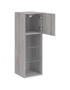 Mobili TV con Luci LED 2pz Grigio Sonoma 30,5x30x90 cm 2