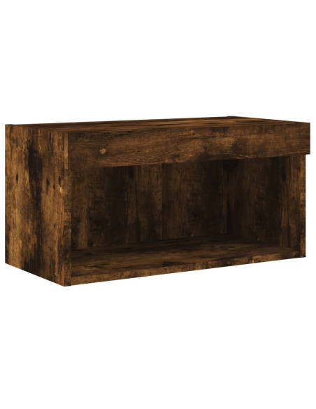 Mobili TV a Muro con LED 6pz Rovere Fumo in Legno Multistrato
