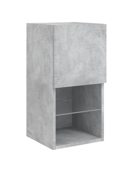 Mobili TV a Muro con LED 6pz Grigio Cemento Legno Multistrato
