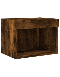 Set Mobili TV a Muro 7 pz con Luci LED Rovere Fumo 2