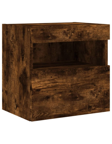 Set Mobili TV a Muro 7 pz con Luci LED Rovere Fumo