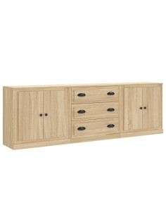 Credenze 3 pz Rovere Sonoma in Legno Multistrato