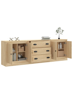 Credenze 3 pz Rovere Sonoma in Legno Multistrato 2