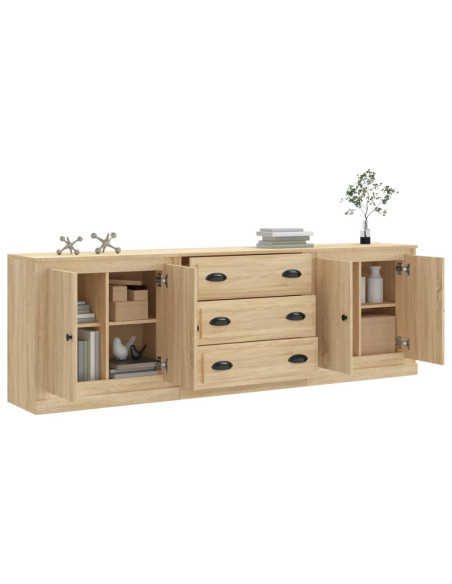 Credenze 3 pz Rovere Sonoma in Legno Multistrato