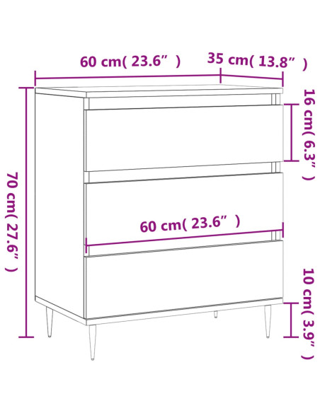 Credenza Rovere Fumo 60x35x70 cm in Legno Multistrato